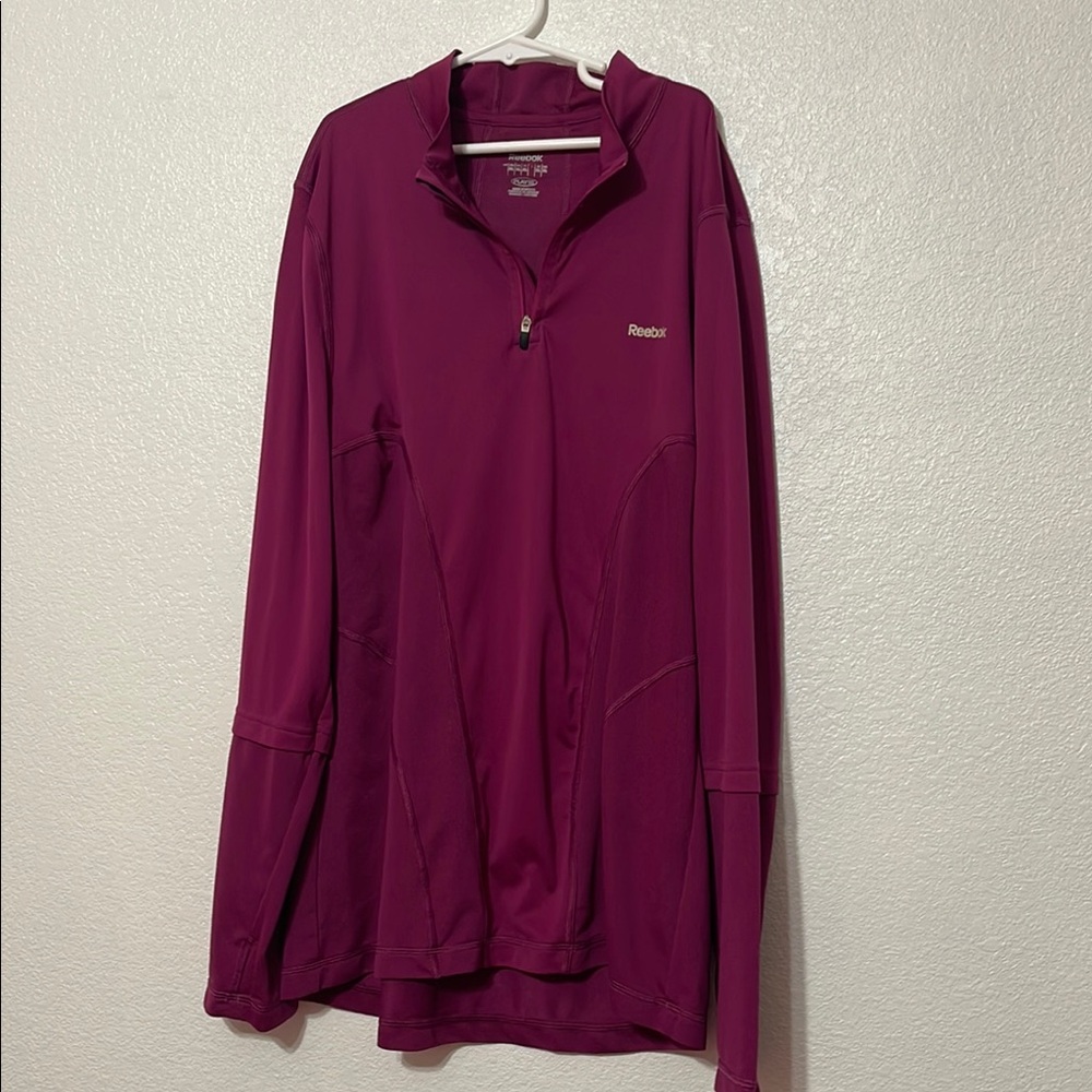 Reebok Red Long Sleeve Relaxed Polo Top